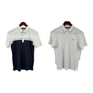 Travis Mathew Men's Size S Golf Polos Lot Of 2 White Blue Performance